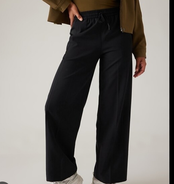 Athleta Black Wide Leg Stride Pants Size Large - Picture 2 of 14